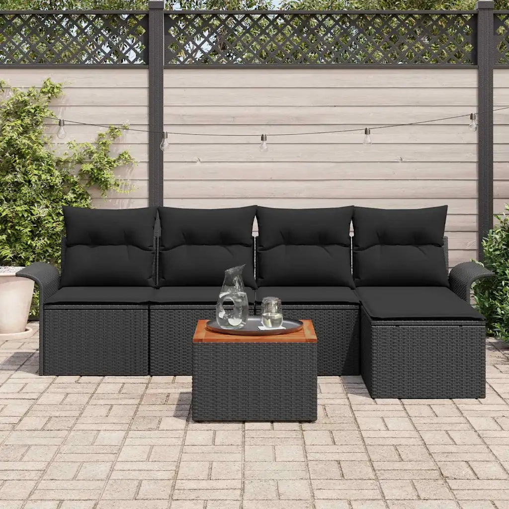 Set Divano da Giardino con cuscino 6 pcs Nero polyrattan 3347317