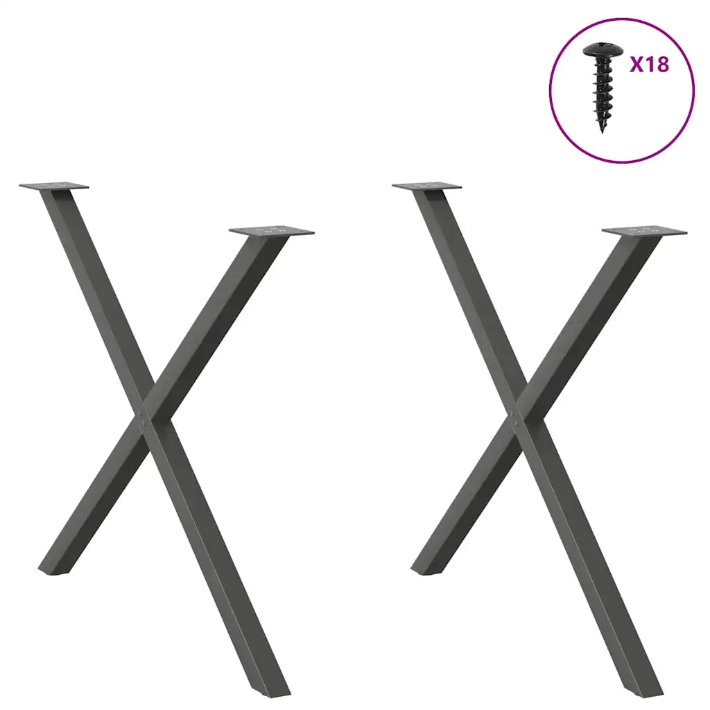 Gambe per tavolo da pranzo a forma di X 2 pz | Piede del tavolo Antracite 90x(72-73) cm Acciaio