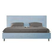 Letto Matrimoniale King Size 200x200 cm Senza Rete Imbottito in Microfibra Mika Azzurro