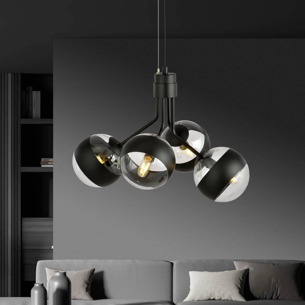 Lampadario Emibig Nova 4xE14 nero/vetro trasparente