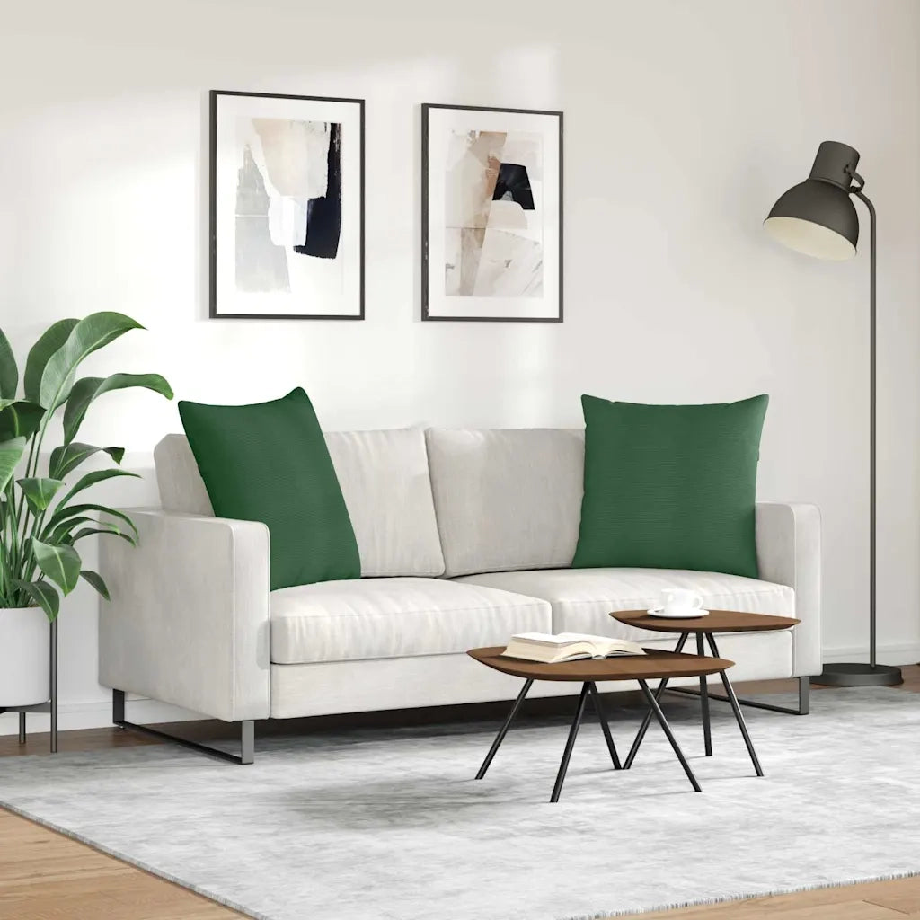 Cuscini da Divano 2 pcs Verde Scuro 80 x 80 cm Tessuto in Cords 42014080
