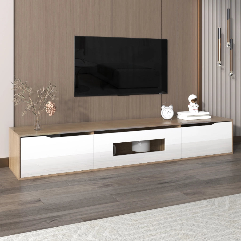 Cassettiera per TV bianca lucida in truciolare lunghezza 180 cm