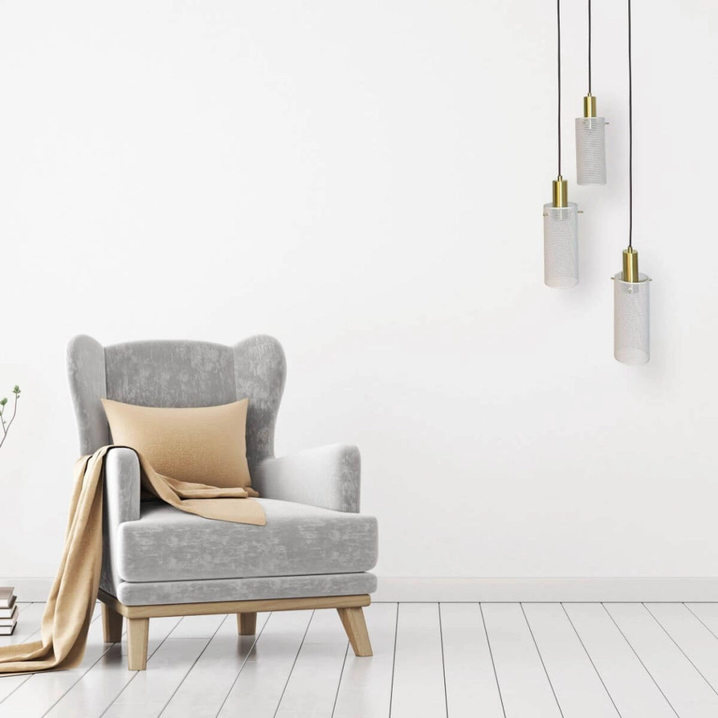 Lampada a sospensione Tirana 3xE27 bianco oro Light Prestige