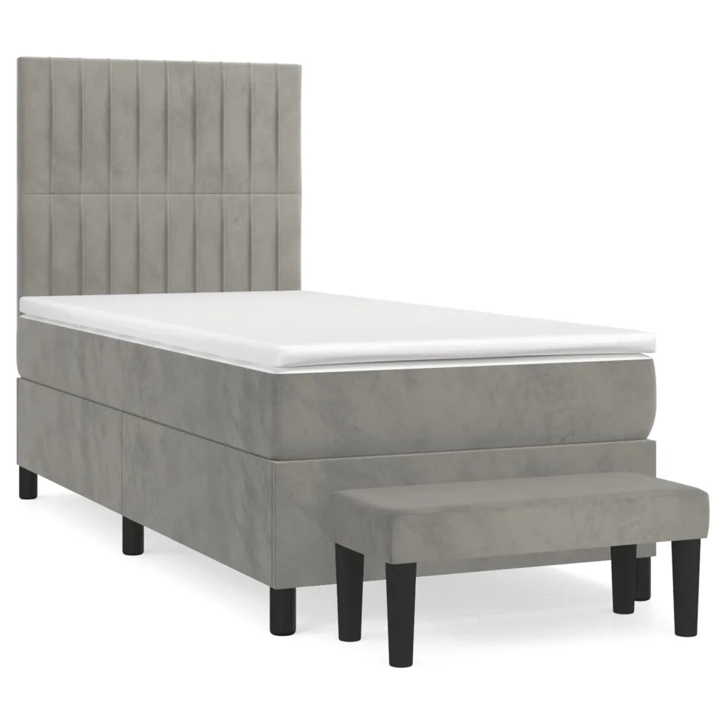 Giroletto a Molle con Materasso Grigio Chiaro 100x200cm Velluto 3137947