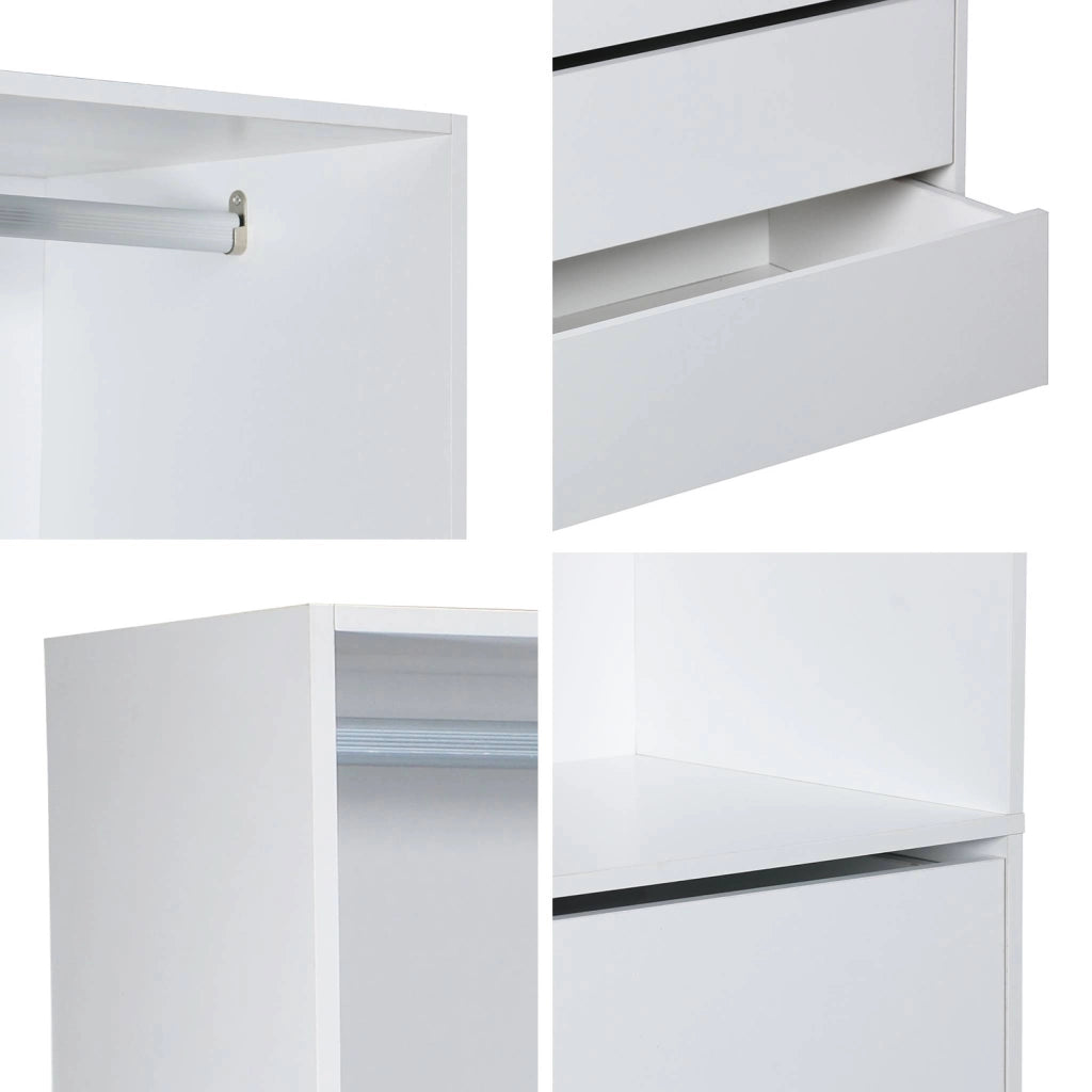 Modulo guardaroba con 4 cassetti e 1 spazio appendiabiti, bianco