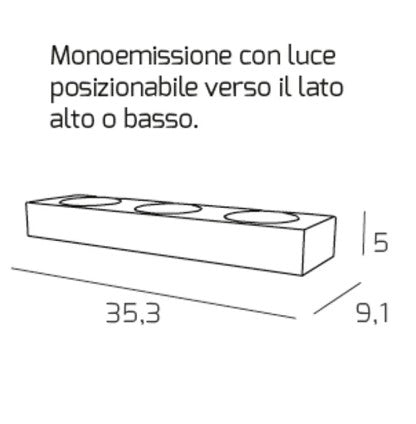 AREA APPLIQUE 3 LUCI MONOEMISSIONE GRIGIO 1127-A3-GR