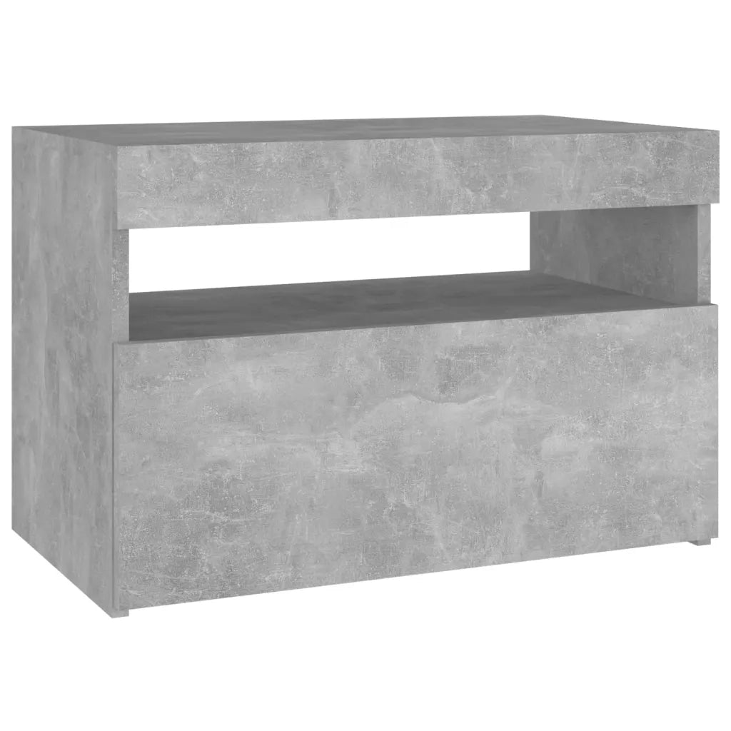 Set di 2 Comodini | Armadio da Notte | Mobiletto da notte con Luci LED Grigio Cemento 60x35x40 cm