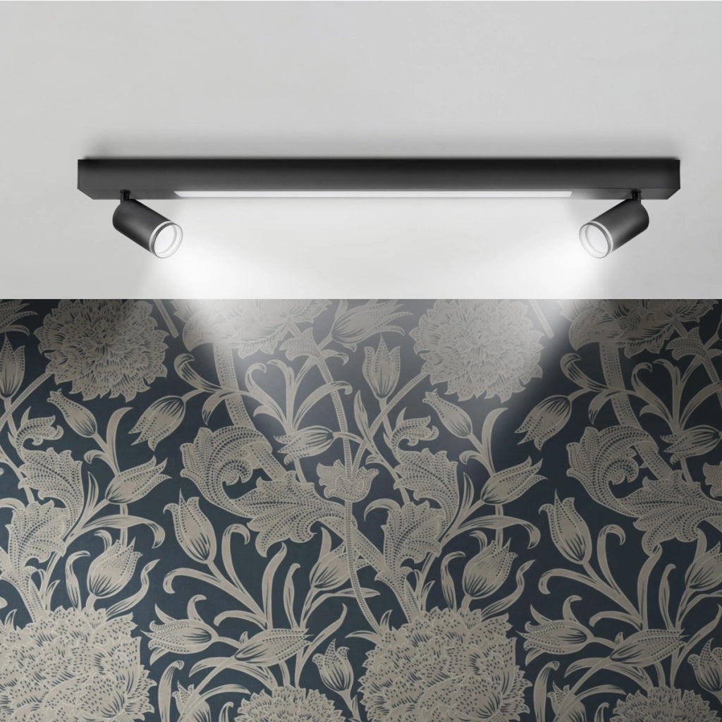 Faretto soffitto doppio nero PARIS LED 24W +2xGU10
