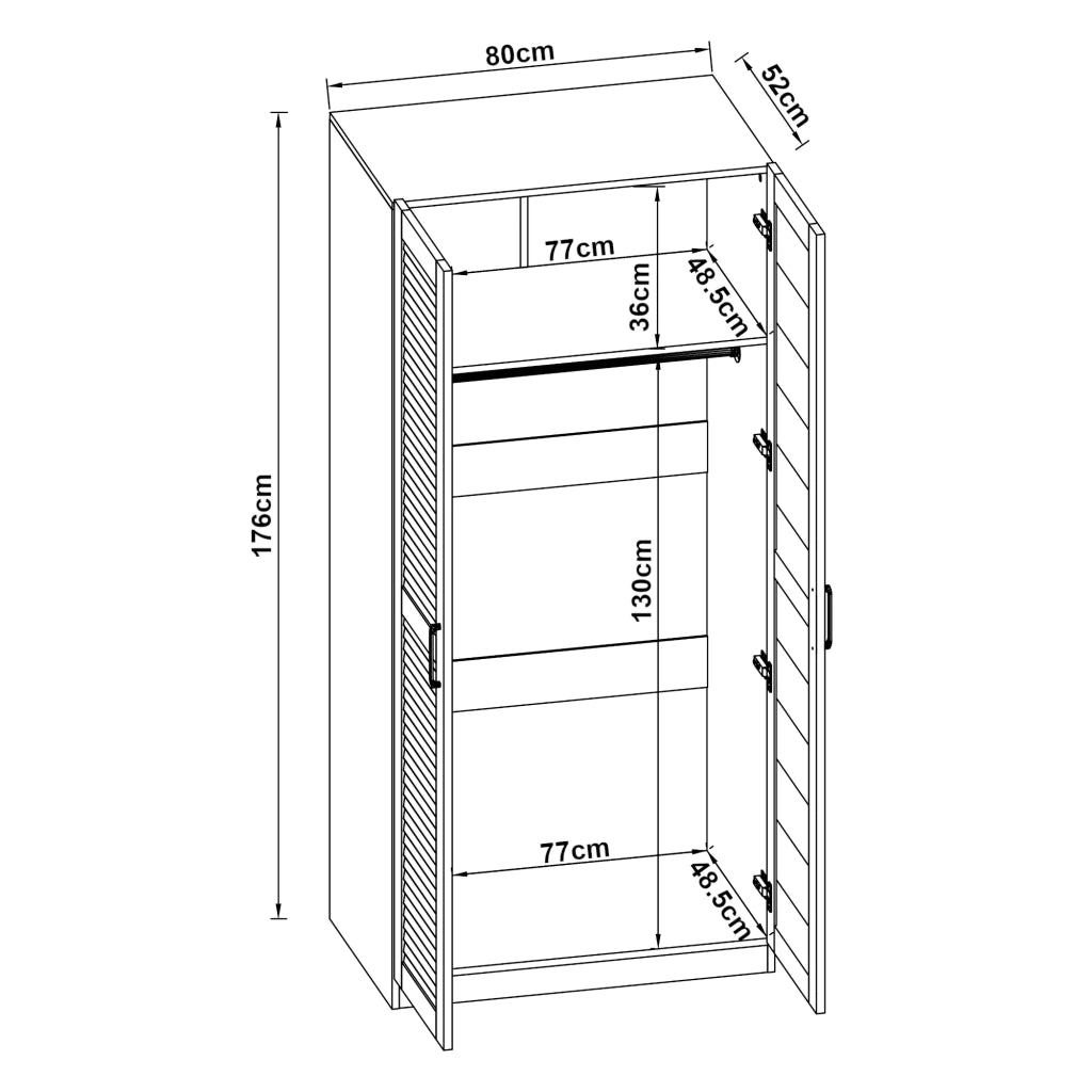 Armadio moderno per camera da letto mobile contenitore senza tempo 1 ripiano MDF 176 x 80 x 52 cm effetto noce scuro 03_0006375