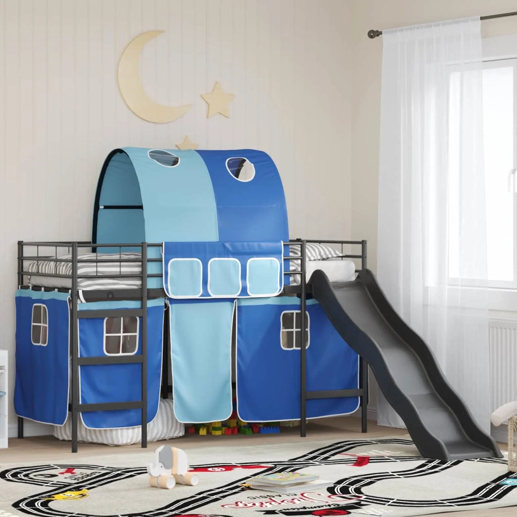 Struttura del letto loft per bambini Nero e Blu 74,5 x 190 cm