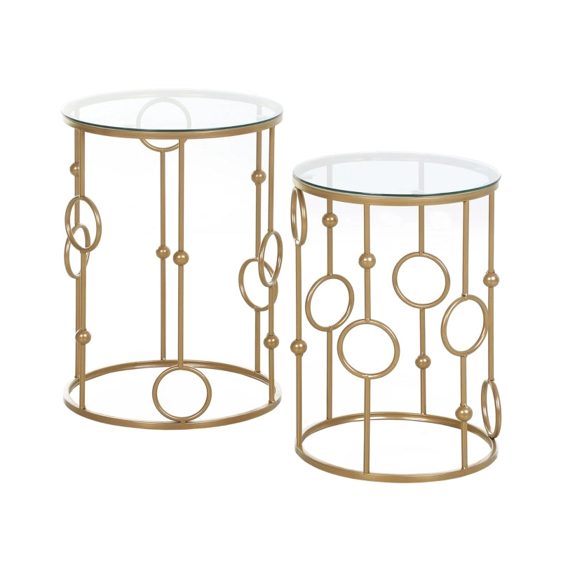 TAVOLINI Set 2 pezzi Ø41 x 57 cm e Ø36 x 51 cm Metallo Dorato