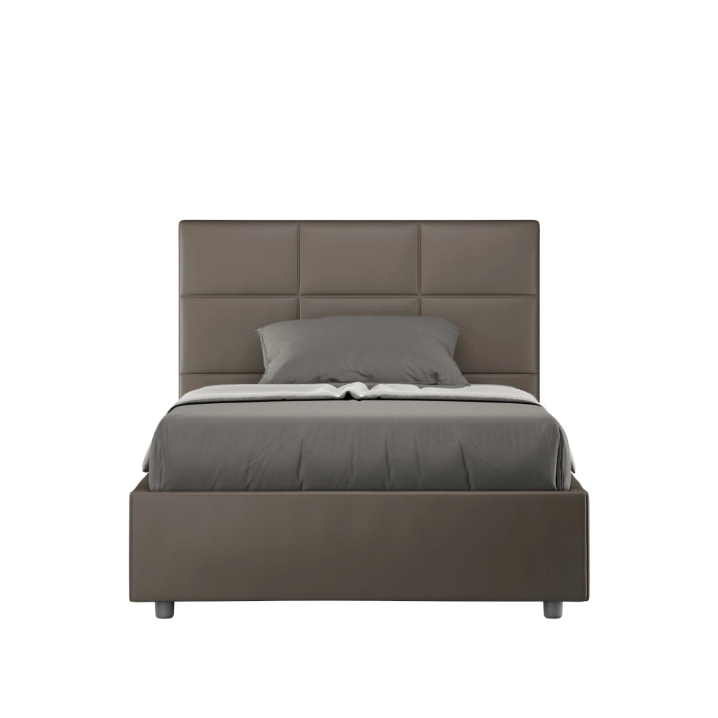 Letto 1 Piazza e Mezzo 120x210 cm con Rete e Contenitore Mika Cappuccino