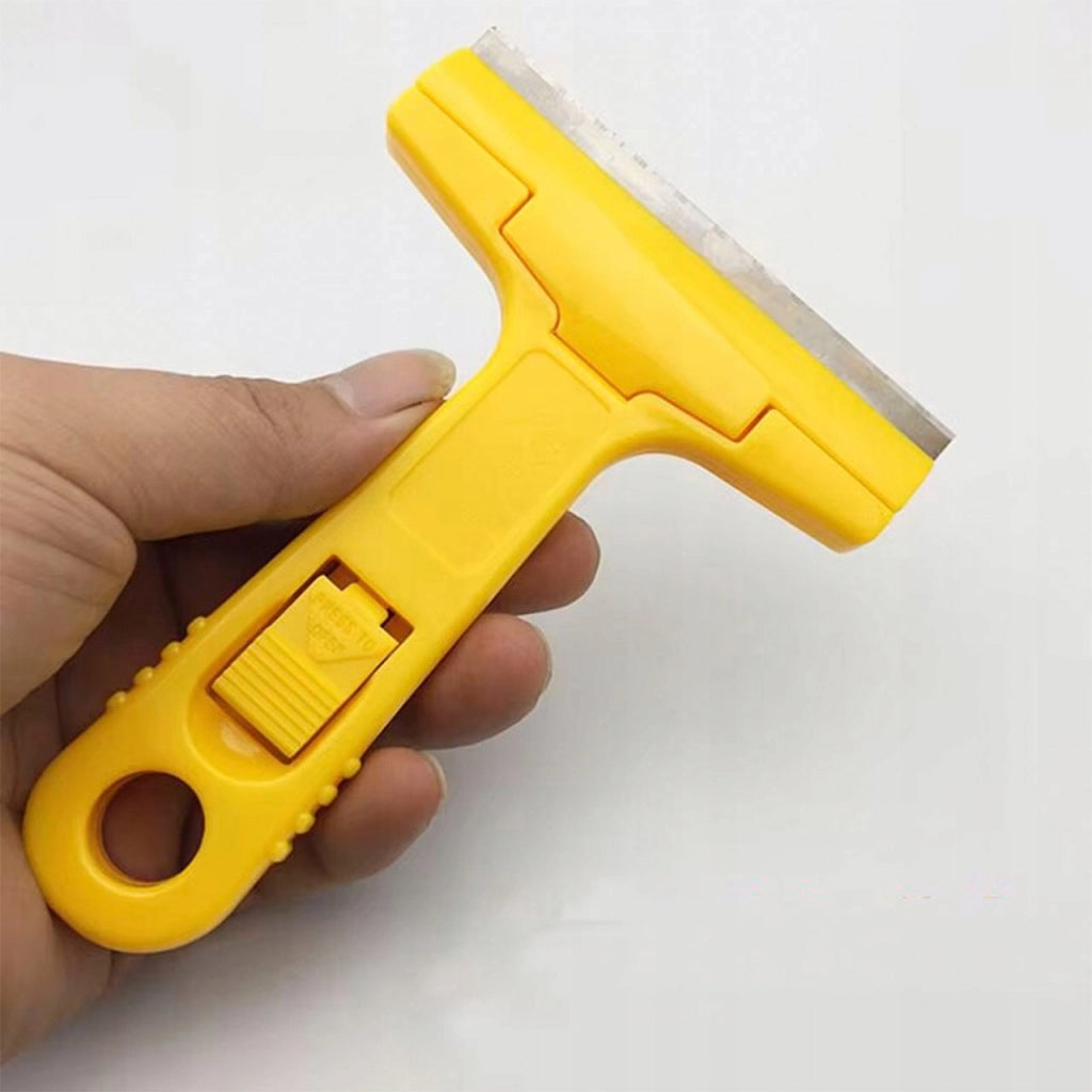 Raschietto per Rimuovere Adesivi – Lama Larga 10 cm, Lunghezza 16,5 cm | Giallo, Sicuro e Preciso | Per Superfici Lisce
