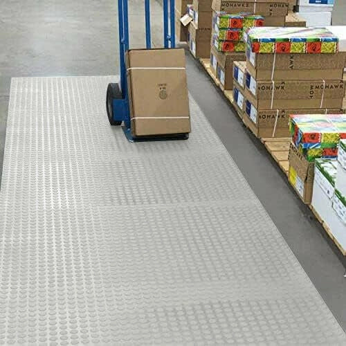 Pavimento Tappeto Gomma 100x900 cm Pvc Bollato Rivestimento Antiscivolo Grigio Made In Italy