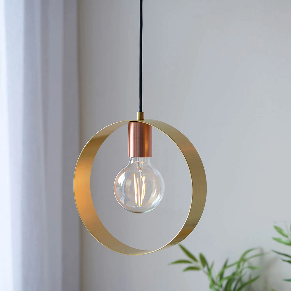 Lampada a sospensione HOOP anello ottone E27 Endon