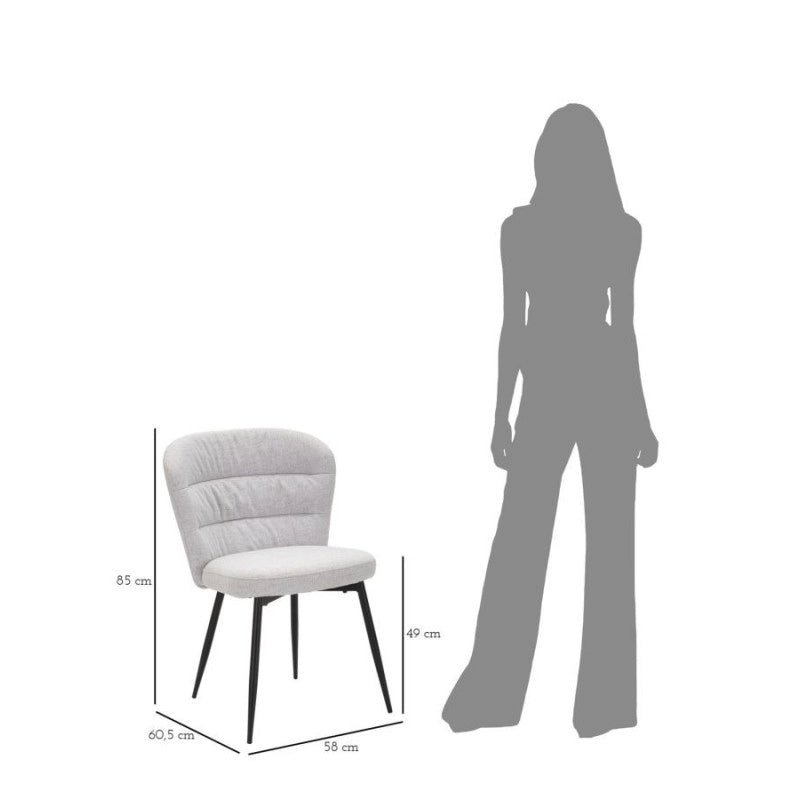 Sedia Losanna Grigia Set 2 Pz cm 58x60,5x85