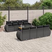 Set Divani da Giardino 9 pz con Cuscini Nero in Polyrattan 3257252