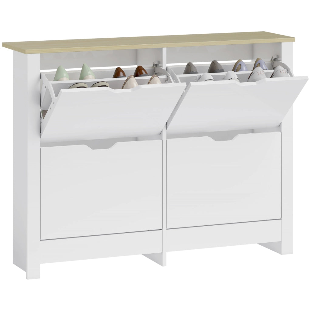 Scarpiera con cassetti e ripiani ¨C Minimal ¨C 105x26x80 cm bianco rovere