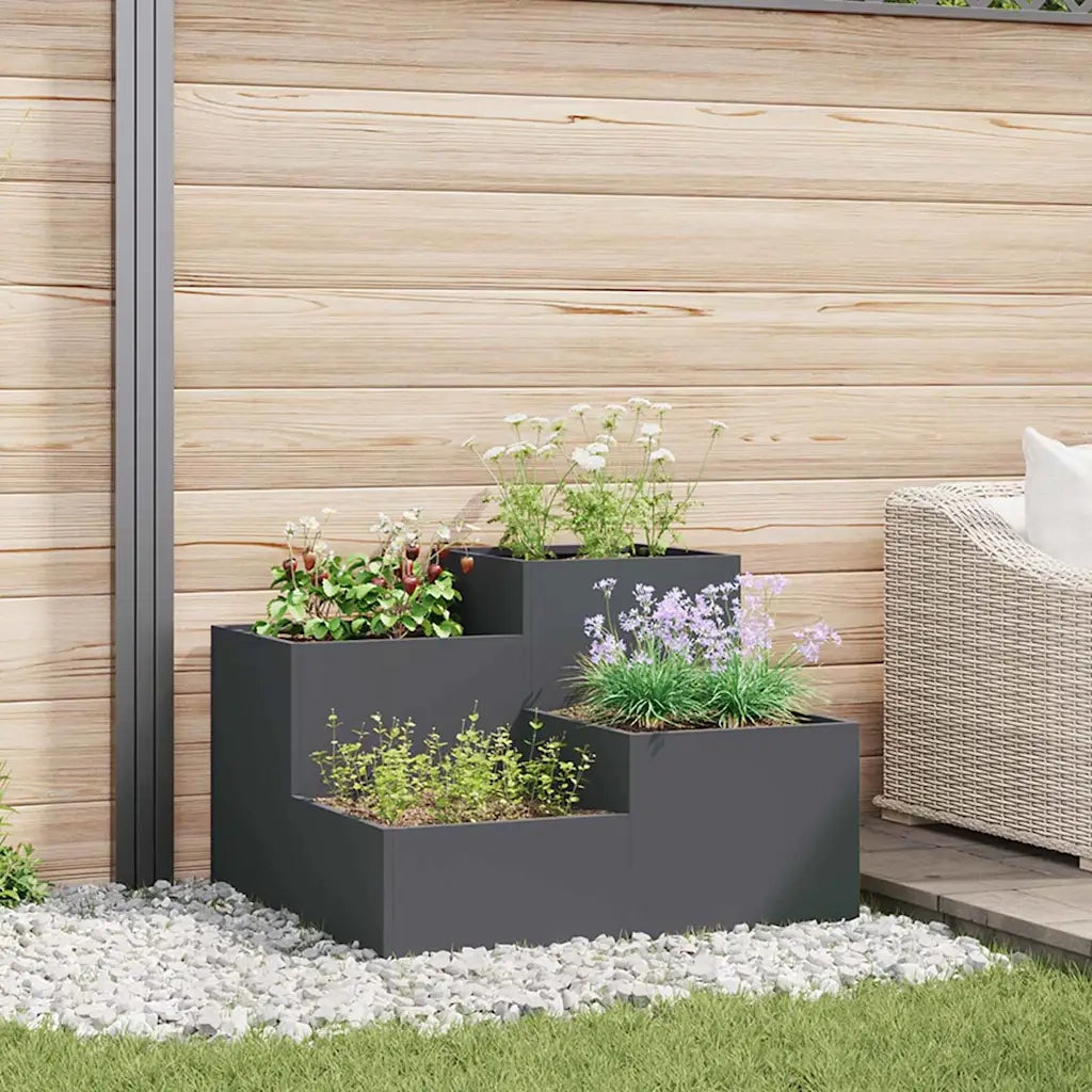 Vaso da giardino Antracite 100 x 100 x 60 cm Acciaio 865864