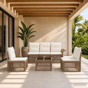Set Divano da Giardino 6 pcs Beige polyrattan 3434790