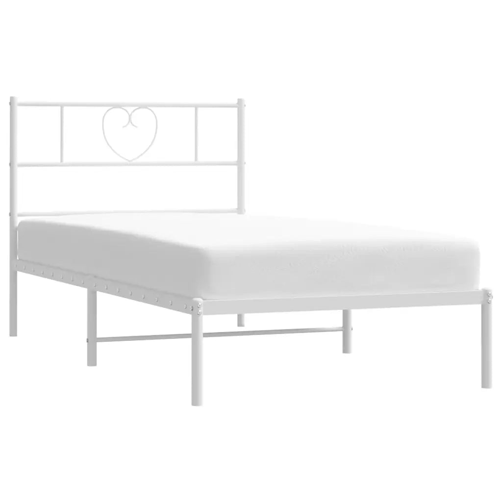 Letto singolo | Letto per adulti | Giroletto senza Materaso con Testiera Metallo Bianco 75x190 cm