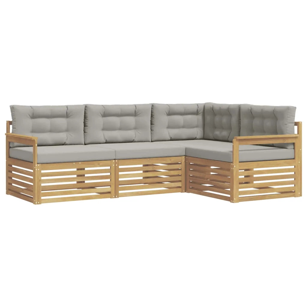 Set di divani da esterno 5 pz Bianco e Grigio Chiaro Poliestere 3390391