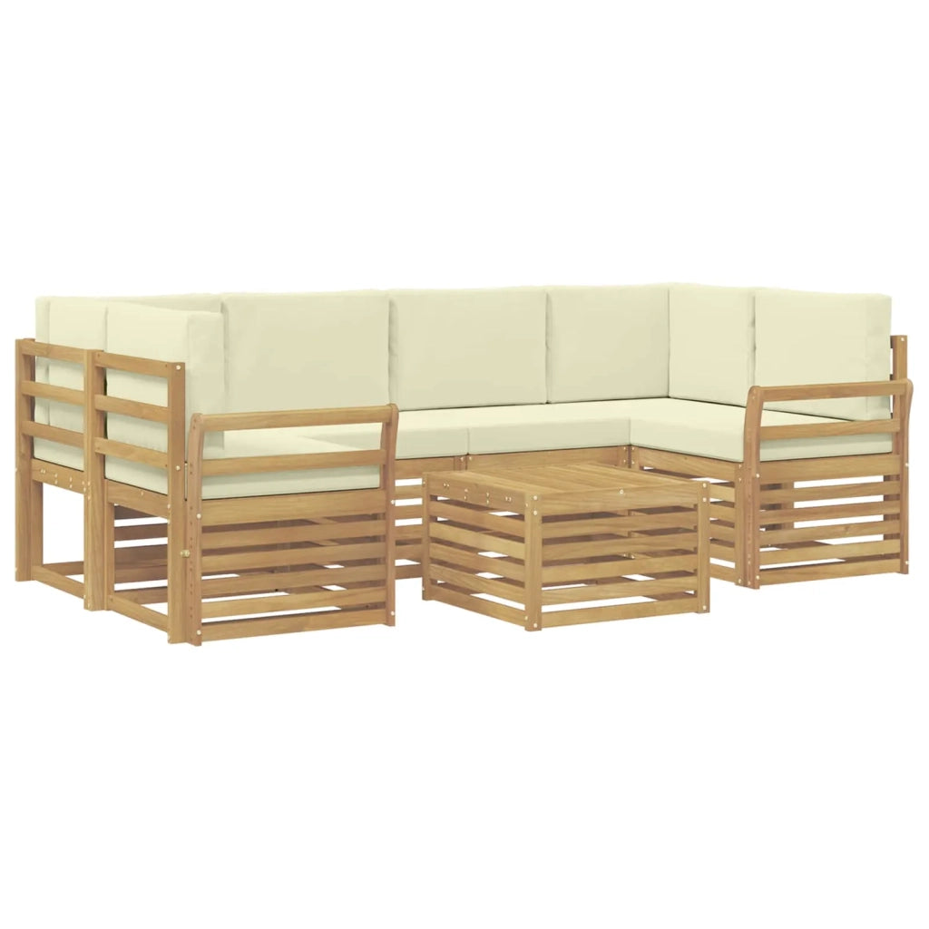 Set di divani da esterno 7 pcs Bianco e Crema Poliestere 3391475