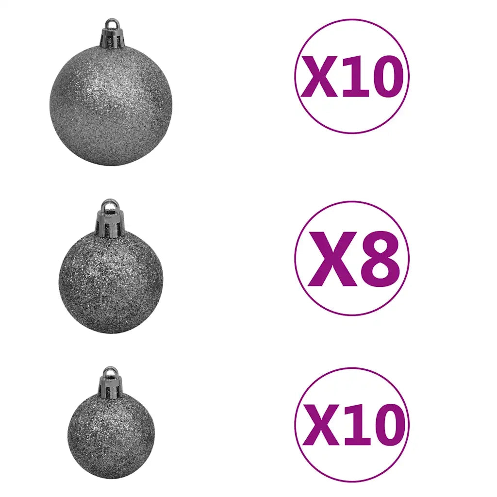 Albero di Natale Artificiale con LED e Set di Palline e Pigne 240 cm 3077705