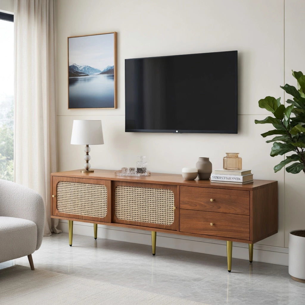 Cassettiera per TV noce MDF lunghezza 160 cm