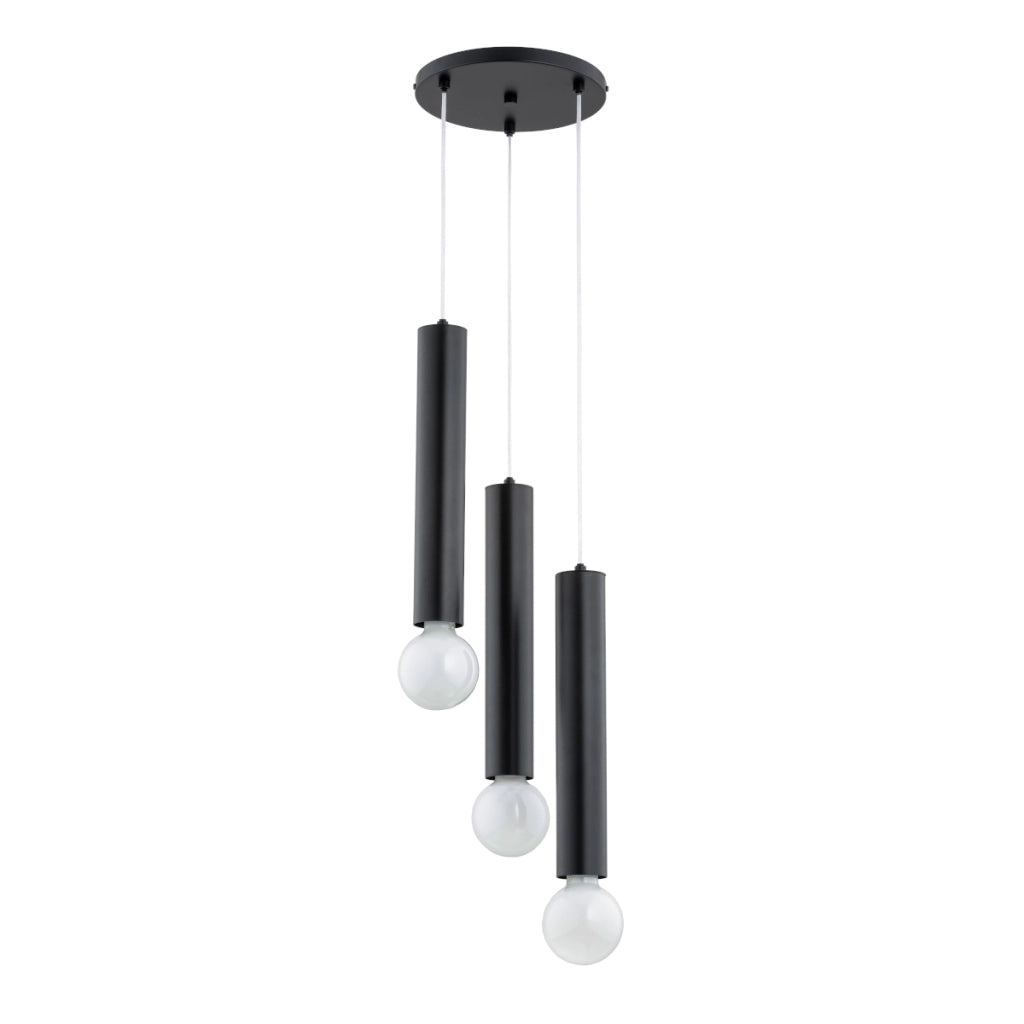 Lampada sospensione minimal nera 3xE27 15W TWISTER Alfa