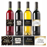 Etichette per bottiglia di vino 40 pezzi - Etichette self-adesive - Sticker per compleanno - Etichette per bottiglia di vino per festa di compleanno - Etichette per cocktail - Materiale: carta, colore: nero/oro