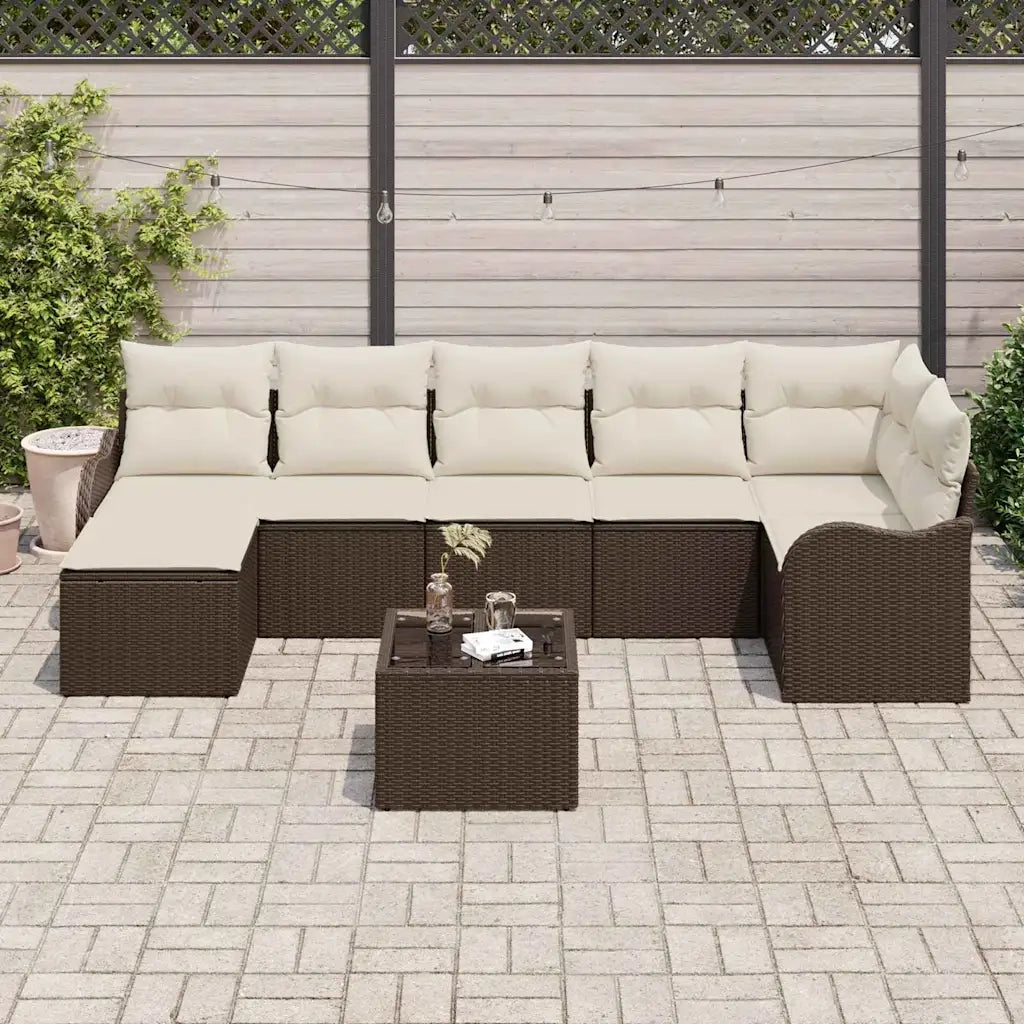 Set Divano da Giardino Marrone polyrattan