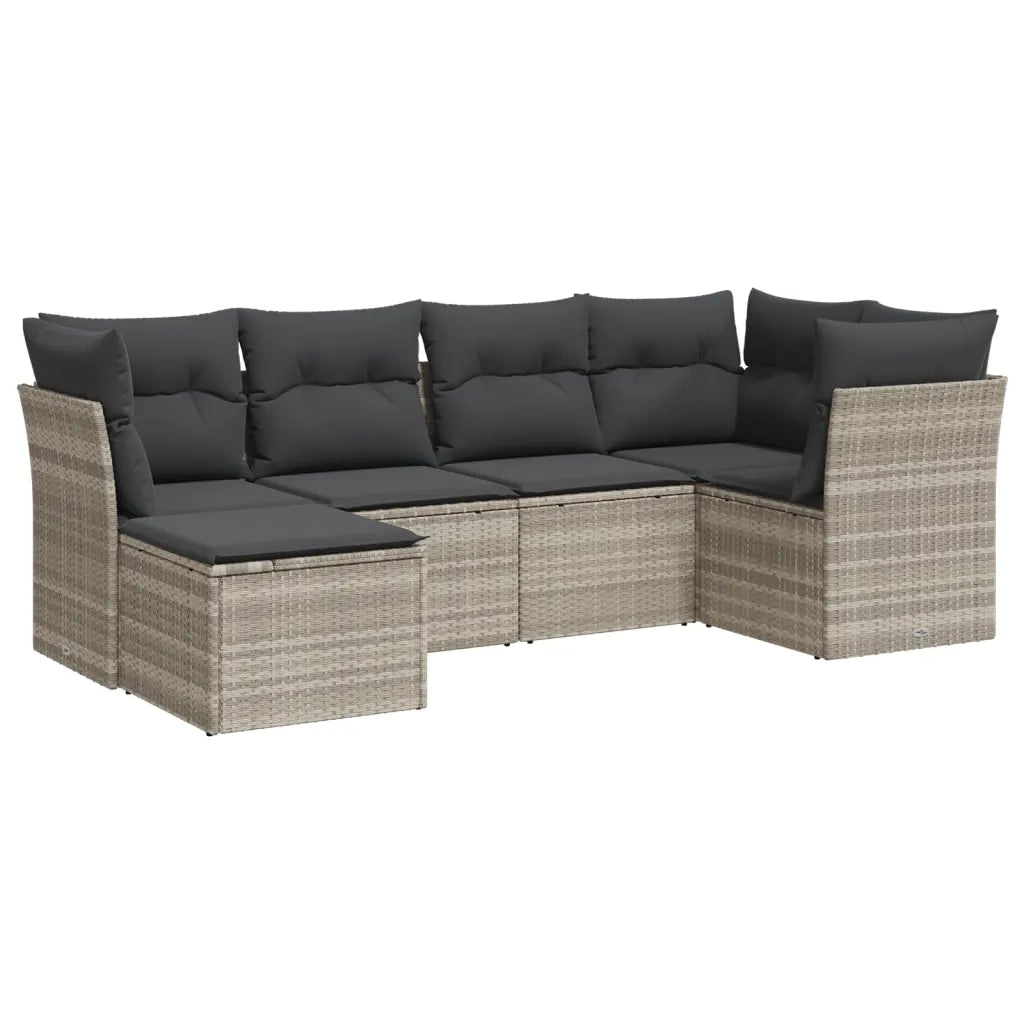 Set Divano da Giardino 6pz con Cuscini Grigio Chiaro Polyrattan 3249791