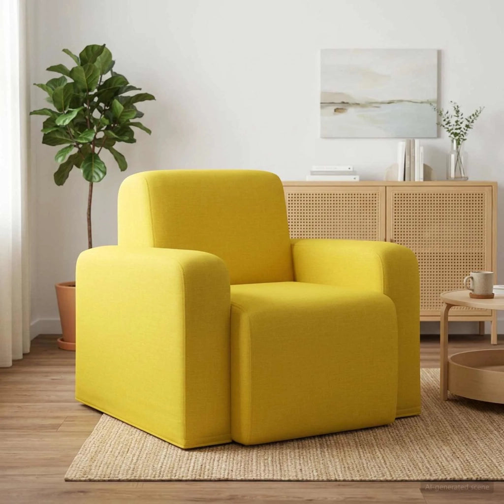 Poltrona Giallo Chiaro Tessuto 42042425