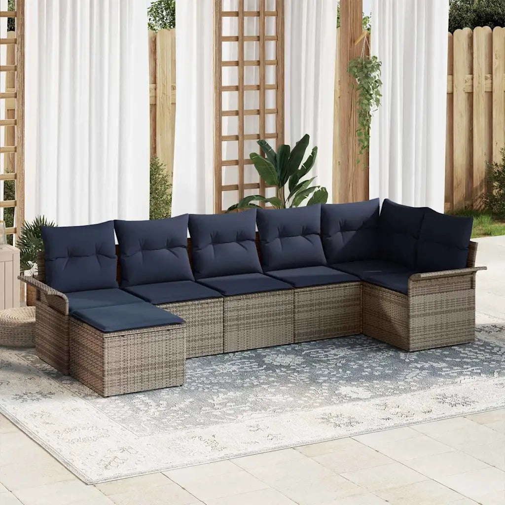 Set Divano da Giardino con cuscino Grigio polyrattan 3345455