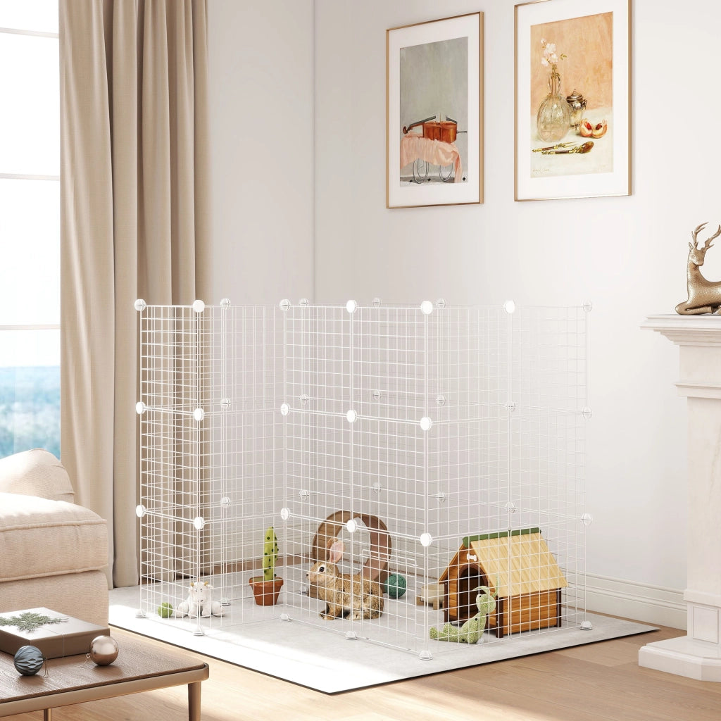 Recinto modulare per piccoli animali domestici ¨C Xylo ¨C 2 livelli acciaio bianco 146x73x73cm