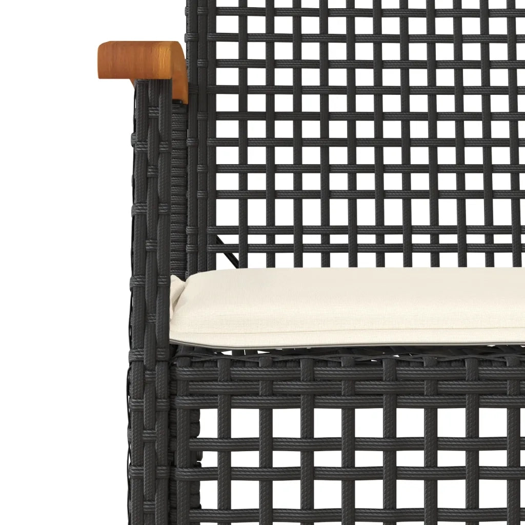 Set da Pranzo da Giardino 5 pz Nero con Cuscini in Polyrattan