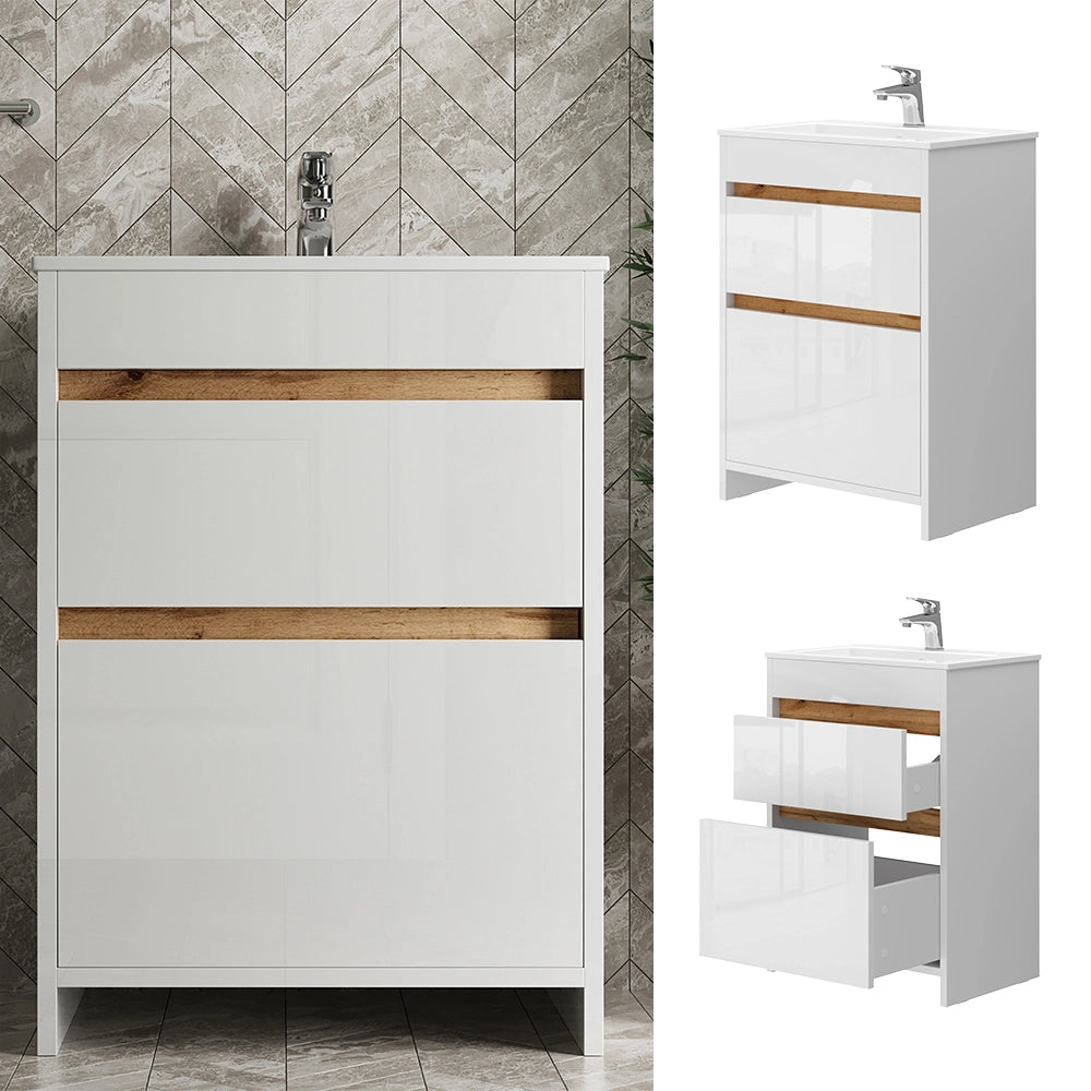 Vicco Set di mobili da bagno Bianco 2 parti, mobile base 60 cm