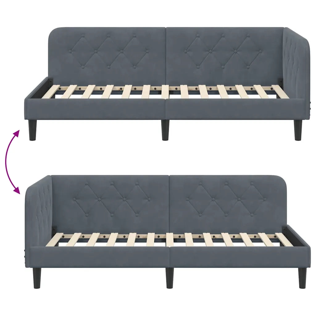Cornice del letto ad angolo Grigio scuro 90 x 200 cm Velluto 42016607