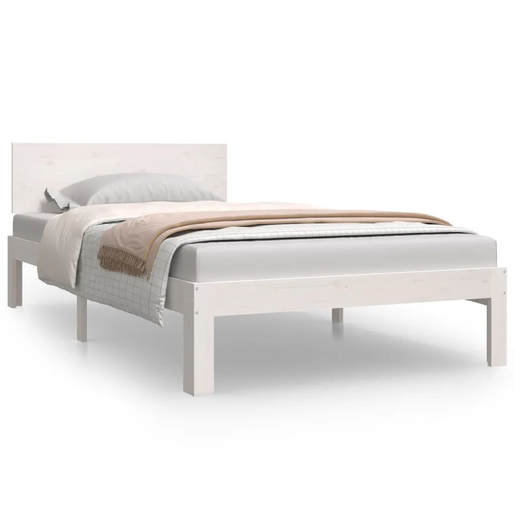 Giroletto-Struttura Letto Bianco in Legno Massello di Pino 100x200 cm 882209