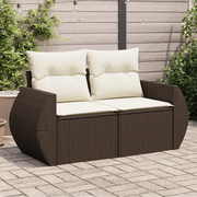 Divano da Giardino a 2 Posti con Cuscini in Polyrattan Marrone 366222