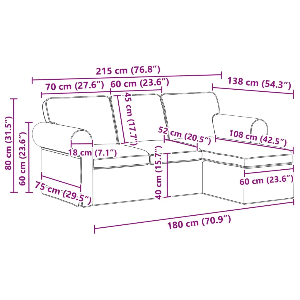 Divano Grigio scuro 215 x 138 x 80 cm Tessuto 42024335
