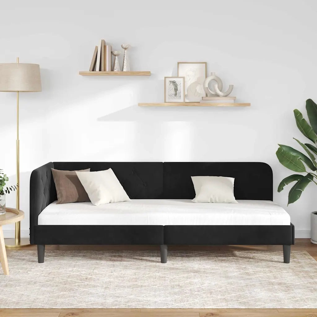 Cornice del letto ad angolo Nero 80 x 200 cm Velluto
