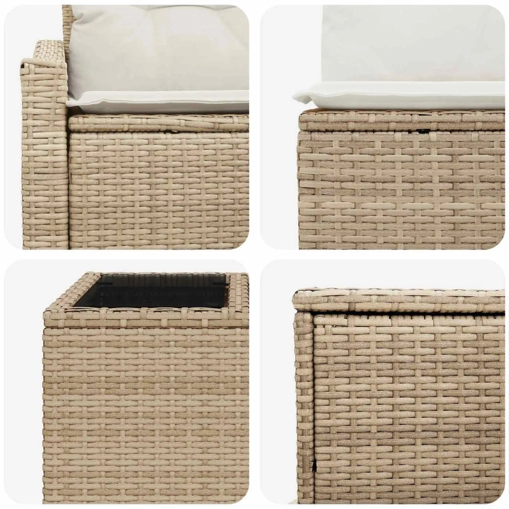 Set di divani 8 pz Beige e Bianco Crema 3448230