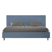 Letto Matrimoniale King Size 200x210 cm con Rete Imbottito in Microfibra Mika Blu
