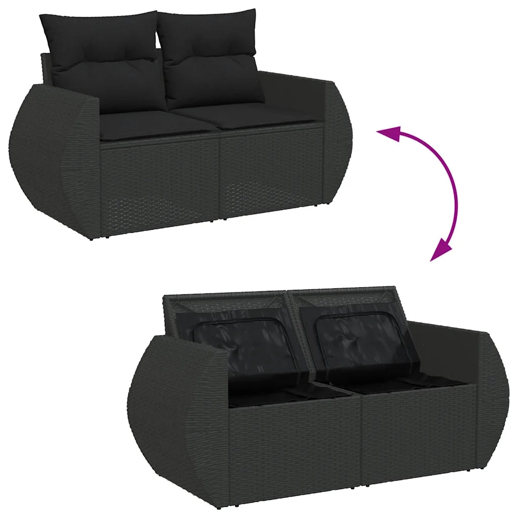 Set Divani da Giardino con Cuscini 8 pz Nero in Polyrattan 3325611