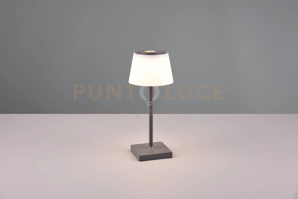 SANCHEZ LAMPADA DA ESTERNO LED 2,1W 190lm, 3000+4000+5000K DA APPOGGIO RICARICABILE ANTRACITE CON REGOLAZIONE INTENSITA', TEMPERATURA DI COLORE E RGB H.30CM IP44