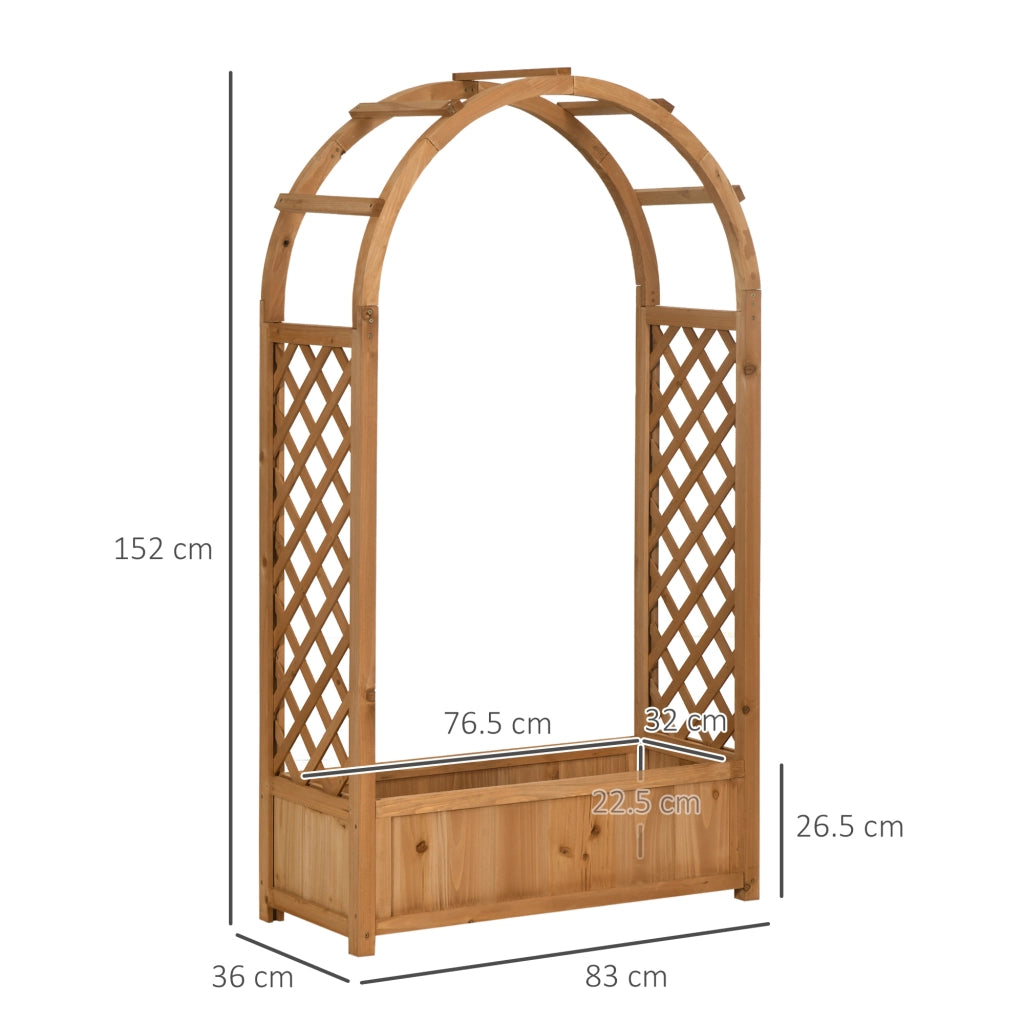 Fioriera da Esterno in Legno di Pino Marrone con Arco ¨C Minimal ¨C 83x36x152 cm