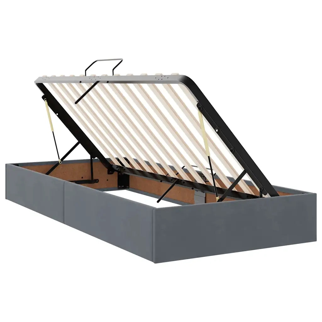 Letto con contenitore e LED Grigio scuro 100 x 200 cm Velluto 3371374