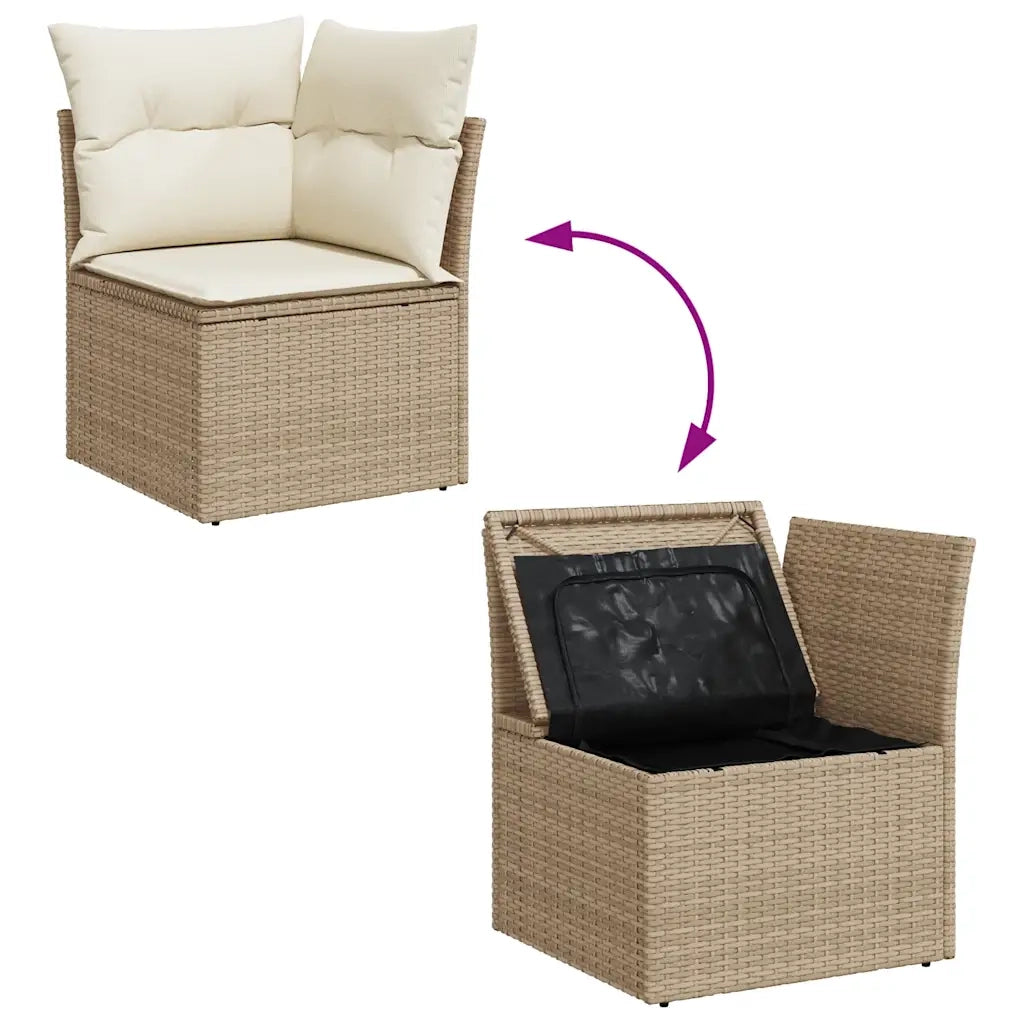 Set Divano da Giardino 8 pz con Cuscini Beige Polyrattan Acacia 3327516